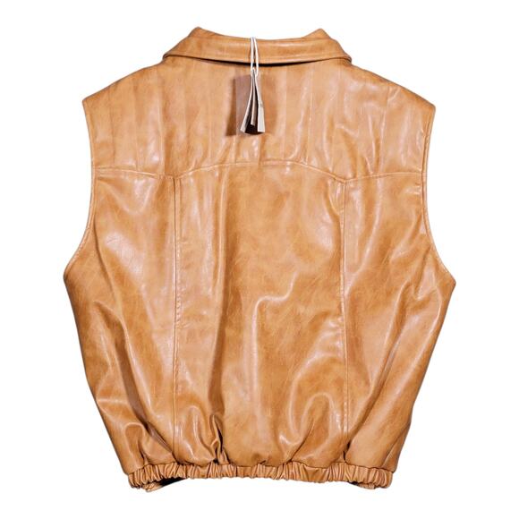 Mother The Huff And Puff Vest Brown Faux Leather Women's Size XL NWT - Picture 6 of 13